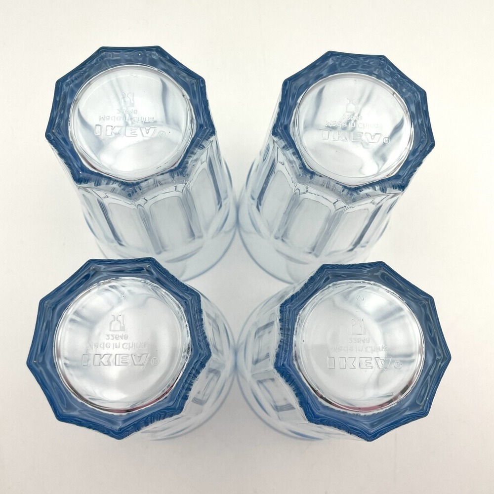 IKEA Blue Tinted Glass Tumblers 5.25" Set of 4 - 12 Oz Drinking‎ Glasses 22648 - Picture 8 of 10